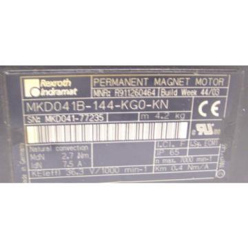 REXROTH Egypt Egypt INDRAMAT  PERMANENT MAGNET MOTOR   MKD041B-144-KG0-KN   60 Day Warranty!