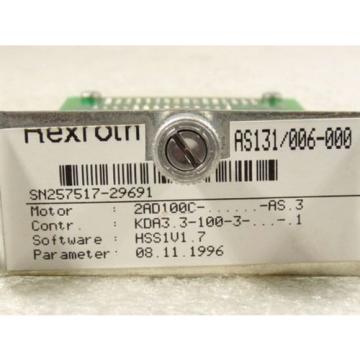 Rexroth Dutch Canada AS131/006-000 Programmiereinschub für Motor 2AD 100C - … - AS . 3