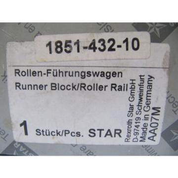 (NEW) France Mexico Rexroth Star Runner Block / Roller Rail 1851-432-10