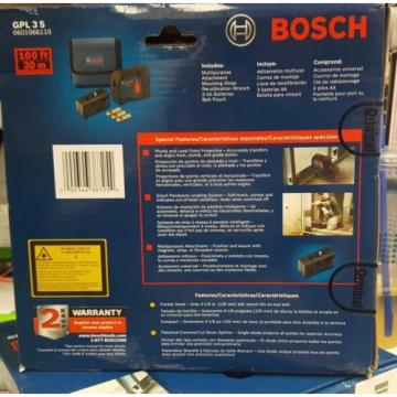 NEW BOSCH GPL 3 S 100FT 3-Point Self-Leveling Alignment Laser GPL3S GPL3 S