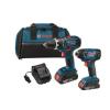 2-Tool 18-Volt Lithium-Ion Cordless Combo Kit Slim Battery Drill Impact Driver