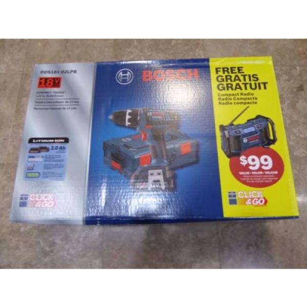 Bosch 18V Lithium-Ion Cordless Combo Kit Drill Driver AM/FM Radio DDS181-02LPB #2 image