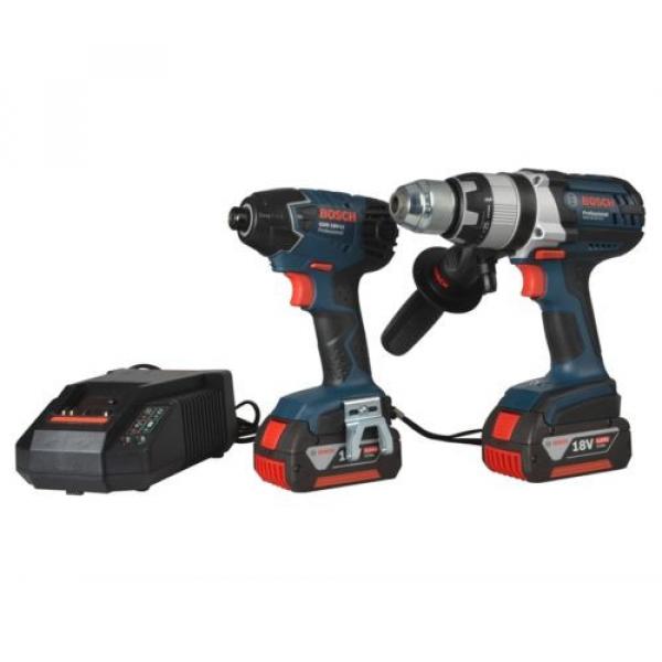 Bosch GSB18VE2 &amp; GDR18V Twin Pack 18 Volt 2 x 4.0Ah Li-Ion #1 image